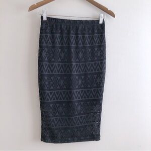 Guess Y2K High Waist Mesh Lace Knit Fitted Stretchy Pencil Skirt Black
